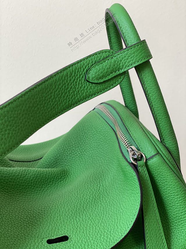 Hermes女包 愛馬仕lindy togo皮 金扣 銀扣 Hermes手提肩背包 竹子綠  am1970